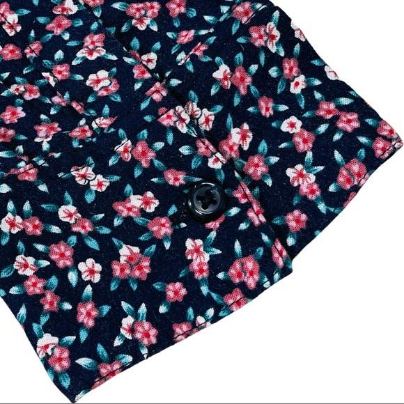 Rails size small long sleeve navy blue button down pink floral front knot shirt - Picture 10 of 16